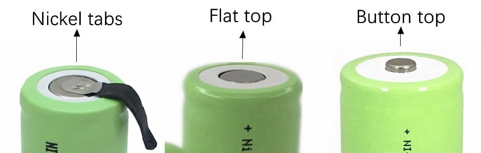 NiMH battery with flat top button top